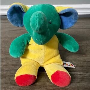 Vintage 1998 Aurora‎ Color Block Elephant Lovey Plush